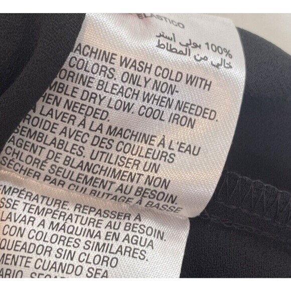 Alfani Smocked Peplum Top Black LARGE Buttons Long‎ Sleeve Office Dressy *READ - Picture 7 of 9